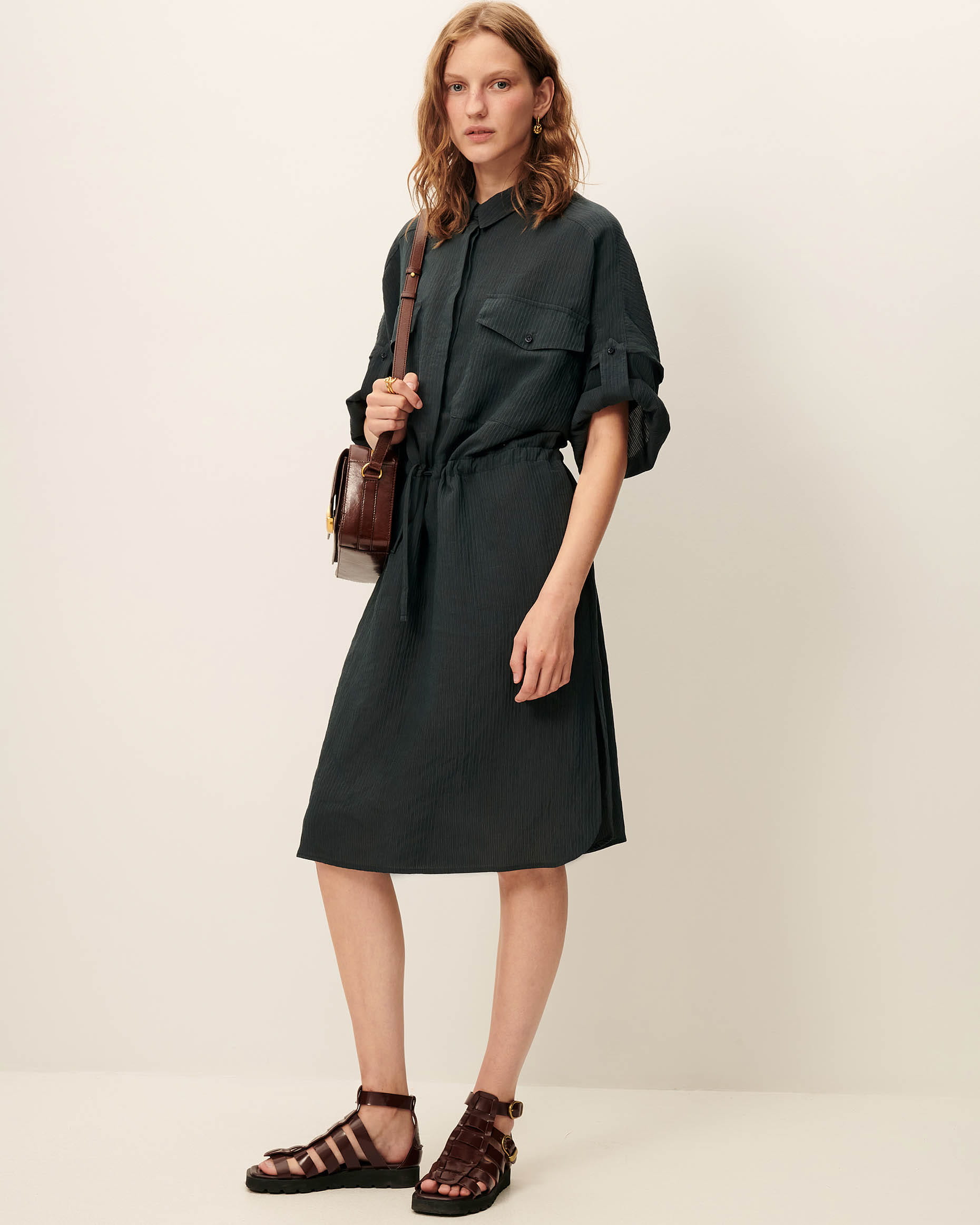 sessun green dress ANATOLE Smoke | wedding dress off shouder